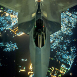 F-22 Raptor refueling at night over the skies of Syria